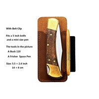 Étui en cuir Crazy Horse pour outils EDC, clip de ceinture, étui pour couteau Buck 110 Space Pen