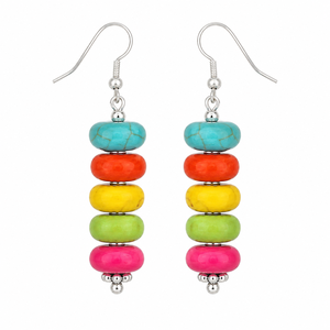 Pendientes Colgantes Hechos a Mano con Incrustaciones de Piedras Naturales, Aretes Decorados con Ágata Multicolor y Turquesa para Mujer, Suministro al por Mayor - Product Image 1