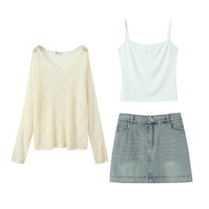 Happy Plus Top de punto hueco para mujer, manga larga, corte holgado, color blanco, informal, talla grande, tejido suave N8920 - Product Image 5