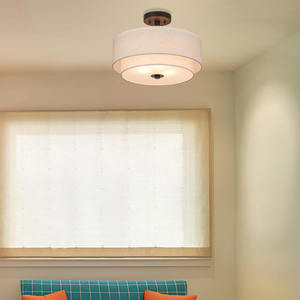 Lámpara de Techo Semi Empotrada para Dormitorio, Pantalla de Tela Tipo Tambor, Lámpara de Techo Suspendida para Sala de Estar y <span class=keywords><strong>Cocina</strong></span> - Product Image 3