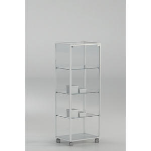 Vitrina con Marco de Aluminio 51x37x140cm, Gabinete de Exhibición de Vidrio Blanco con Estantes Ajustables y Puerta con Cerradura - Product Image 1