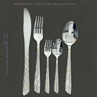 Ensemble de couverts en acier inoxydable poli miroir, couteaux à dîner, fourchettes, cuillères, cuillères à salade, cuillères à dessert, cuillères à thé, ustensiles pour la maison et les fêtes