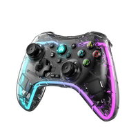 Manette de jeu sans fil RGB transparente en cristal rechargeable pour NS Switch PS3 Android PC