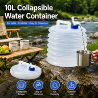 Conteneur d'eau pour camping-car peu encombrant, type accordéon, 10L, se plie en peu de temps à moins d'un pouce pour un remplissage facile des casseroles et des bouilloires