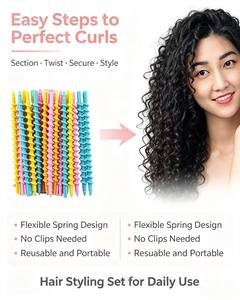 Juego de Rulos para el Cabello en Espiral Multicolores, Varillas de Plástico para Dar Forma a los Rizos, Uso en Casa o Salón de Belleza - Product Image 5