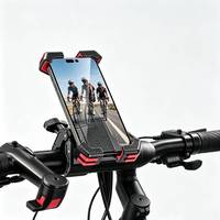 Support de téléphone pour vélo avec logo personnalisé, matériau ABS+PC, antichoc, libération rapide, angle réglable, support GPS pour vélo pour téléphone de 5,5 à 6,7 pouces