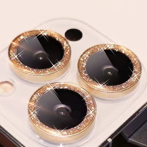 Mode luxe poudre scintillante protecteur d'objectif paillettes caméra verre téléphone lentille anneau en métal pour iPhone 11 12 13 14 15 16 Pro Max - Product Image 2
