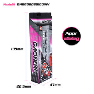 2024 뉴스 GAONENG GNB 2S 6000MAH HV 7.6V 100C LCG 로우 프로파일 씬 2S 5mm 5.0mm 내장형 불릿 하드 케이스 리포 배터리 팩 LiHV - Product Image 2