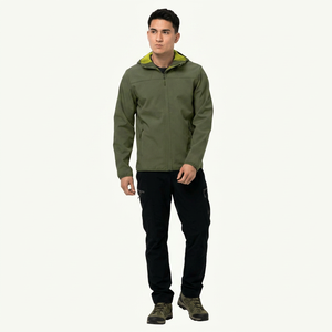 Professional Manufacturer's Men's <b>Canvas</b> Softshell Jacket Custom Breathable Waterproof Windbreaker Hooded Collar Street Wear - Product Image 1