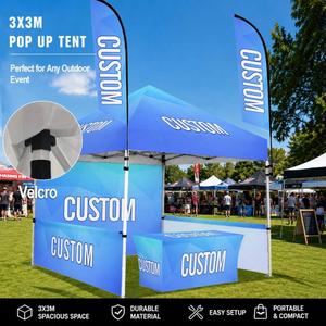 Carpa Plegable Personalizada de 3x3m con Estructura de Aluminio, Tela Oxford, Banderas Decorativas, Cubierta para Mesa y Paredes Laterales Completas - Product Image 3