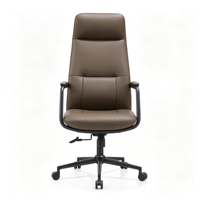 Chaise de bureau pivotante en cuir haut de gamme avec dossier haut, hauteur réglable et base chromée pour bureau à domicile