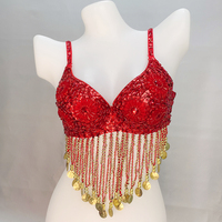 Nouveau soutien-gorge de danse du ventre pour femme avec franges à sequins, idéal pour les soirées en boîte de nuit, les raves, les EDC, les spectacles de showgirl, le Mardi Gras, les DJ et les performances de danseuses sur scène