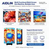 Afficheur LED pliable à trois volets, double face, sur roulettes, signalétique numérique LED, fonctionnement 24h/24 et 7j/7 pour centre commercial et exposition