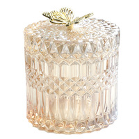 Bocaux de rangement en verre cristal modernes et simples, décorations pour la maison et la chambre avec couvercles, coupelles à fruits, boîtes à bijoux, bonbons nostalgiques