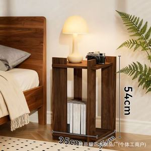 Wooden retro small storage <b>shelf</b>, solid wood home bedroom table <b>lamp</b> corner table, atmospheric bedside table, ornament storage - Product Image 4