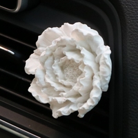Diffuseur d'huiles essentielles en céramique parfumée en forme de fleur de pivoine blanche, vente en gros d'usine, pour diffuseur d'air de voiture