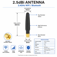 Antenne WiFi 2,4 GHz 2400-2500 MHz 2,5 dBi à gain élevé SMA mâle pour routeur Internet Bluetooth PC portable