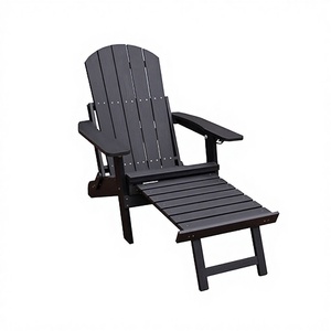 Wholesale Black Adirondack Chair with Pull Out <b>Footrest</b> Outdoor Garden Furniture Lounger Indian Furniture Supplier - Product Image 3