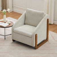 Fauteuil en tissu chenille capitonné avec cadre latéral en bois, siège et dossier rembourrés, élément décoratif élégant pour la maison, le bureau, le bar, les loisirs