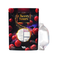 Sachet Mylar Doypack refermable imprimé sur mesure avec fenêtre circulaire transparente à finition brillante pour bonbons acidulés