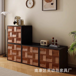 Living Room <b>Chest</b> Of Drawers Solid Wood Multifunctional <b>Storage</b> Cabinet With Card Doors Modular Retro Design - Product Image 2