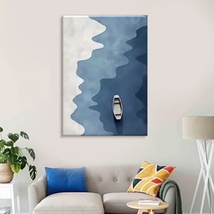 Bateau en gros sur la mer bleue côtière abstraite Seascape Wall Art pour la décoration intérieure - Product Image 2