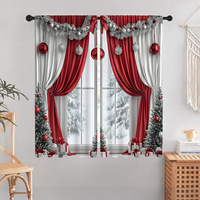 2 Cortinas Opacas Modernas de Estilo Europeo con Estampado Navideño 3D, de Terylene de Alta Opacidad, con Barra para Colgar