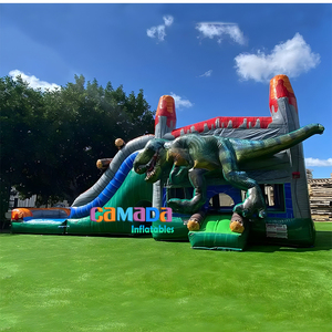 Toboggan aquatique gonflable extérieur pour enfants, maison de rebond de dinosaure, château gonflable avec piscine - Product Image 3
