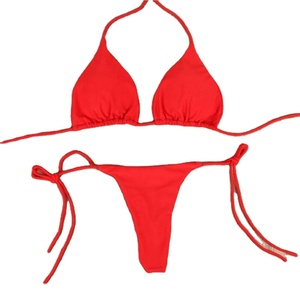 Maillot de bain bikini sexy pour femme, 2 pièces, à nouer autour du cou, extensible, motif rayé, multicolore, ensemble 1 pièce - Product Image 6