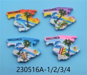 Imán de nevera personalizado de poliresina sostenible con diseño náutico de playa de <span class=keywords><strong>Mallorca</strong></span>: delfín, tabla de surf, tortuga, palmera, hogar - Product Image 4