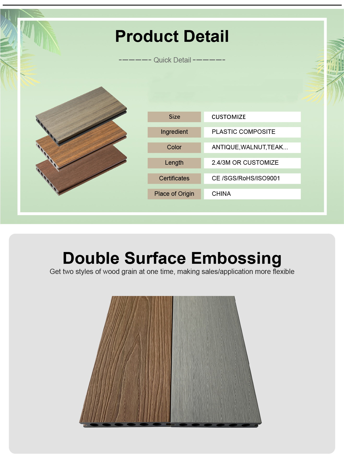 Wpc Decking Outdoor Engineered Floor Anti-slip WPC Composite Decking WPC Decking Tiles