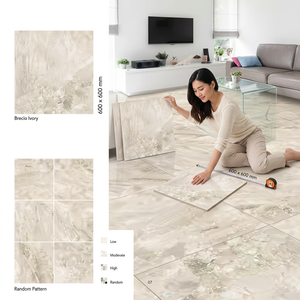 กระเบื้องพอร์ซเลนวิทริฟายด์ลายหินอ่อนสีเบจ Vistaar Atlas Crema ขนาด 600x600 มม. ผิวมันเงา สำหรับปูพื้นภายใน - Product Image 3