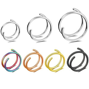 Anneau de nez double spirale en acier chirurgical 316L, multicolore, hypoallergénique, pour piercing de cartilage - Product Image 6