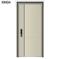Porte d'entrée double style français Skyland en bois avec pivot en fer forgé et matériau en fibre de verre et acier