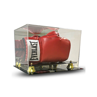 Vitrine de luxe en acrylique pour gants de boxe simples et doubles avec support métallique miroir noir