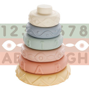 Anneaux empilables <span class=keywords><strong>Montessori</strong></span> empilables cercles doux jouets de <span class=keywords><strong>dentition</strong></span> pour bébé 6-12 mois - Product Image 2