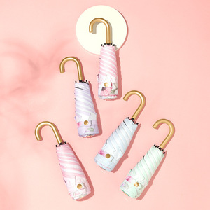 Dd1968 vàng nhỏ xử lý CN Ô 5 gấp túi UPF 50 + mưa Windproof UV bảo vệ nhỏ gọn du lịch ô - Product Image 4