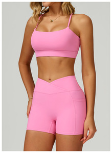 Soutien-gorge design yoga dos croisé pour femmes logo personnalisé Sentiments nus Respirant Couleur unie pour vélo Gym Sports Conjuntos Para Mujeres - Product Image 3