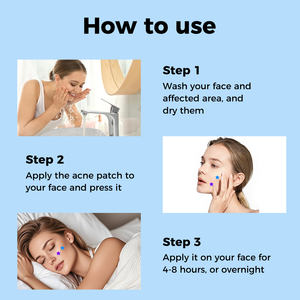 Patchs anti-acné pour le <span class=keywords><strong>visage</strong></span> à motif de cœur de dessin animé, infusés à l'acide salicylique, pour les imperfections et les boutons - Product Image 5