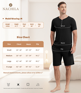 Clearance Stock <b>Men's</b> Black Bamboo Loungewear <b>Set</b> Solid Color Casual Sleepwear Soft Comfortable Home Wear Ready To Ship - Product Image 4