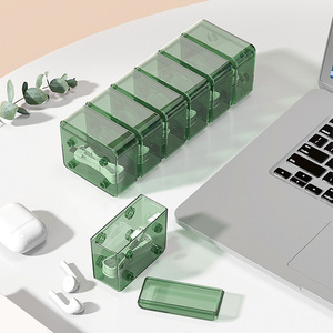 Transparent <b>Cable</b> Storage Box Rectangle With Detachable Lid Desktop Organizer For <b>Charging</b> <b>Cables</b> Foldable Design - Product Image 3
