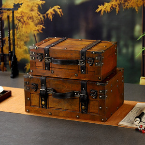 Boîte de rangement en bois de style vintage 1624 avec couvercle rabattable, boîte à bijoux, accessoire de décoration antique chinoise - Product Image 4