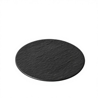 Assiettes en céramique noires et blanches faites à la main avec motif pierre, assiettes plates rondes pour dîner, gâteau et dessert pour hôtel
