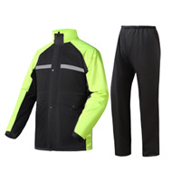 Ensemble imperméable et pantalon de pluie réfléchissant en PVC respirant, style deux pièces, avec capuche amovible pour hommes adultes cyclistes