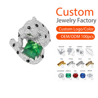 Bague en argent 925 avec zircon cubique et motif panthère et pierre précieuse verte - Bague ajustable en or avec zircon, cadeau personnalisable pour anniversaire ou anniversaire de mariage