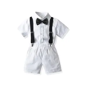 SUM146 Baby Jongens Zomer Outfit Shirt Bowtie Vest Jarretel Broek Shorts Gentleman Set Overalls Kleding