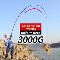 Canne à pêche longue en fibre de carbone 7 sections 195g Taiwan 6H légère dure noire plate-forme complète d'équipement