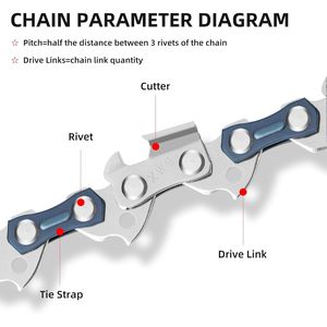 GSSHBR Chainsaw Chain 18 In 62 Drive Links 0.050 Gauge 3/<b>8</b> Pitch Replacement For Ryobi Kobalt <b>Echo</b> Wood Cutting - Product Image 4