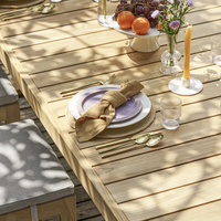 Vente en gros, meubles de jardin, Patio de Restaurant en bois de teck imperméable, ensemble de Table à manger d'extérieur de sept pièces