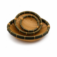 Panier de service buffet en PP tressé motif bambou, qualité alimentaire, étanche, facile à nettoyer, durable, pour présentation en cuisine, fait main, écologique
